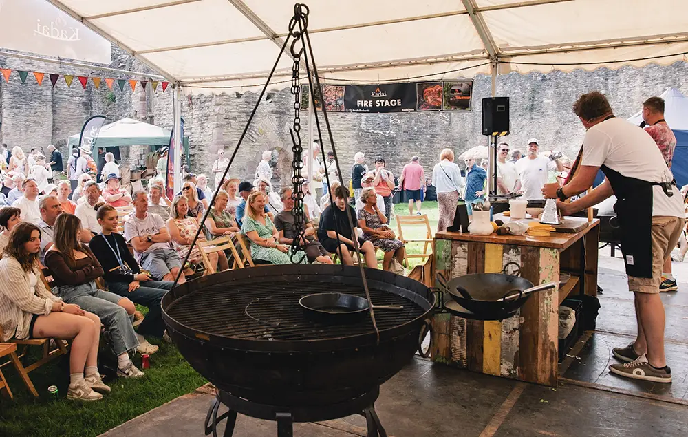 The fire stage at Ludlow Food Festival introduce the inaugural British Live Fire Cooking Championships 
